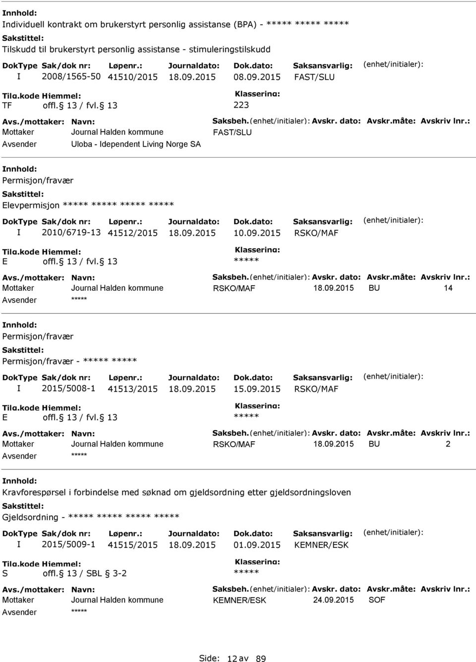 09.2015 RSKO/MAF RSKO/MAF BU 2 nnhold: Kravforespørsel i forbindelse med søknad om gjeldsordning etter gjeldsordningsloven Gjeldsordning - 2015/5009-1