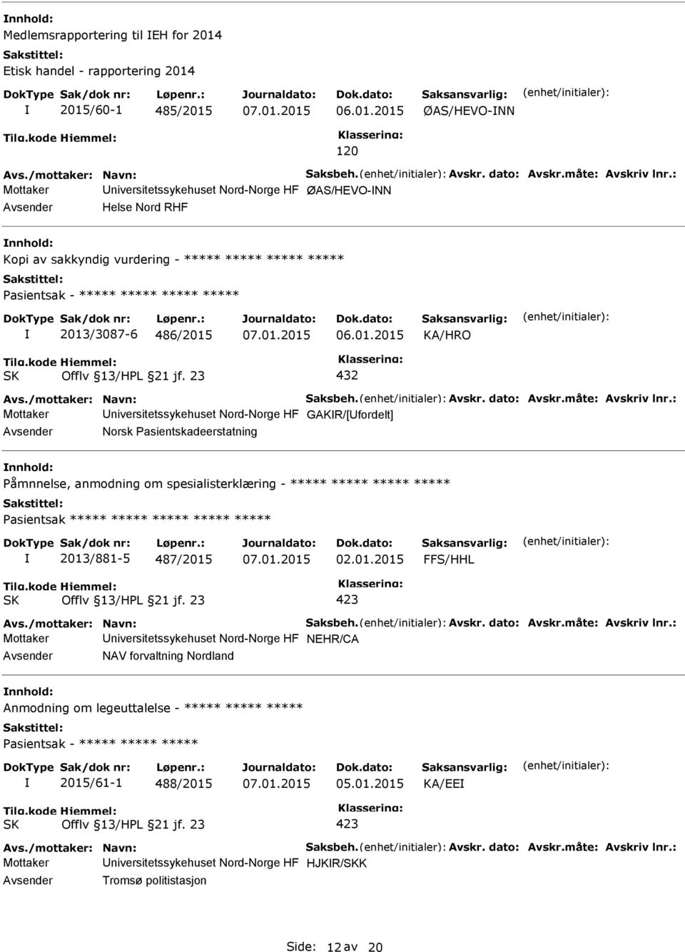 jf. 23 432 Avs./mottaker: Navn: Saksbeh. Avskr. dato: Avskr.måte: Avskriv lnr.