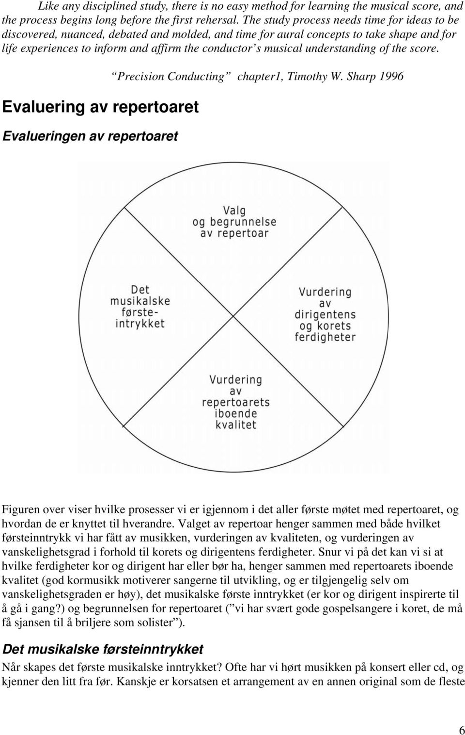 understanding of the score. Evaluering av repertoaret Evalueringen av repertoaret Precision Conducting chapter1, Timothy W.