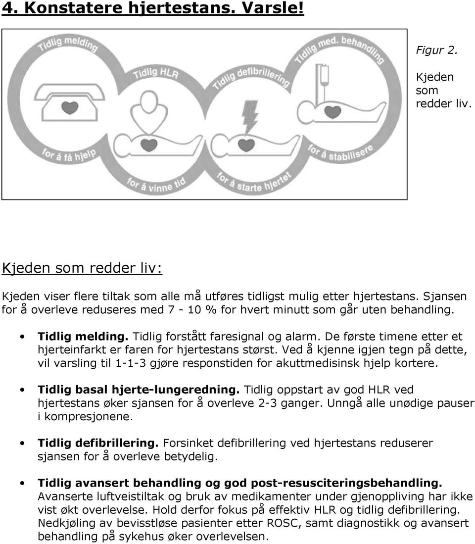 De første timene etter et hjerteinfarkt er faren for hjertestans størst. Ved å kjenne igjen tegn på dette, vil varsling til 1-1-3 gjøre responstiden for akuttmedisinsk hjelp kortere.