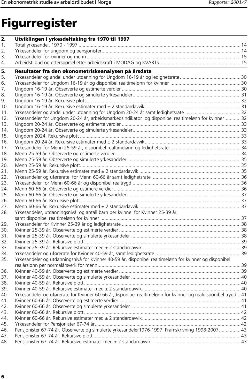 Resultater fra den økonometriskeanalysen på årsdata 5. Yrkesandeler og andel under utdanning for Ungdom 16-19 år og ledighetsrate... 30 6.