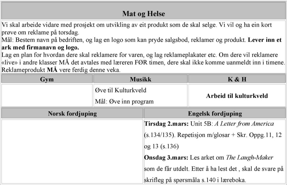 Lag en plan for hvordan dere skal reklamere for varen, og lag reklameplakater etc.