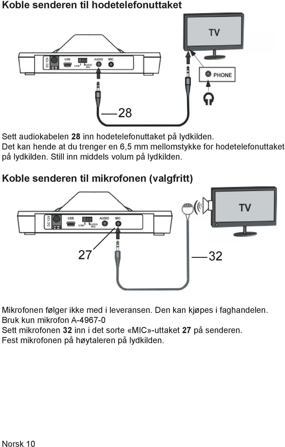 Still inn middels volum på lydkilden.