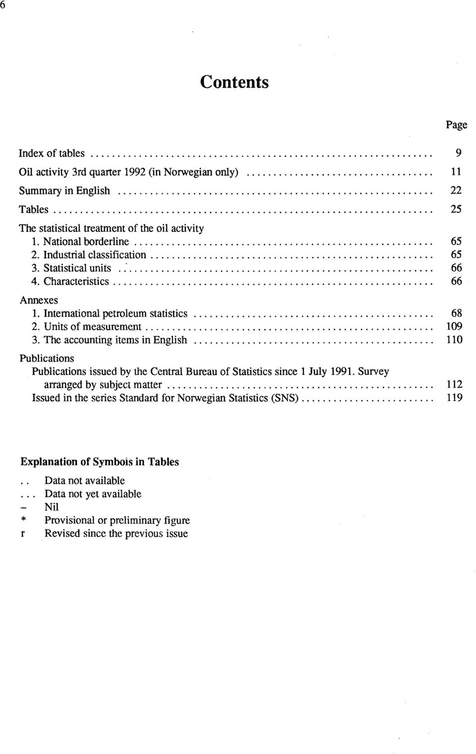 The accounting items in English 110 Publications Publications issued by the Central Bureau of Statistics since 1 July 1991.