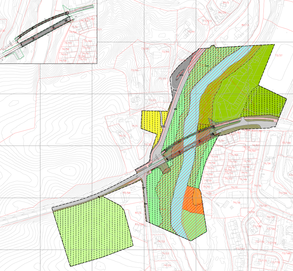 6 Beskrivelse av planforslaget 6 Beskrivelse av planforslaget 6.1 Hovedtrekk i planforslaget Planområdet omfatter Frogner bru samt de nærmeste områdene langs Leira og langs fv.