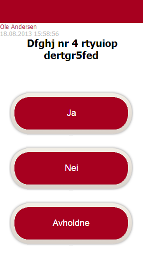 Brukerveiledning for Landsmøtesystemet, Easymeet Side 18 Spesielt om avstemninger og personvalg Ved avstemninger og personvalg endres skjermbildets venstre del.