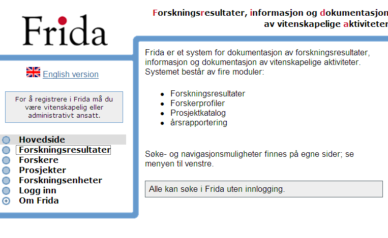 publikasjoner Persondata fra UiBs personalregisteret Registeret over