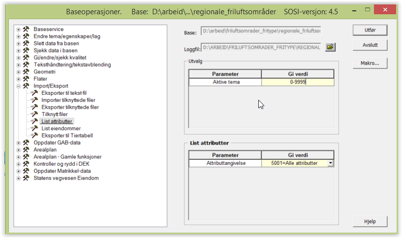 1. Velg Diverse > Baseoperasjoner > Baseoperasjoner 2.