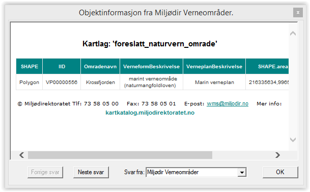 For å se på egenskaper på WMS datakilden gjør du følgende: 1.