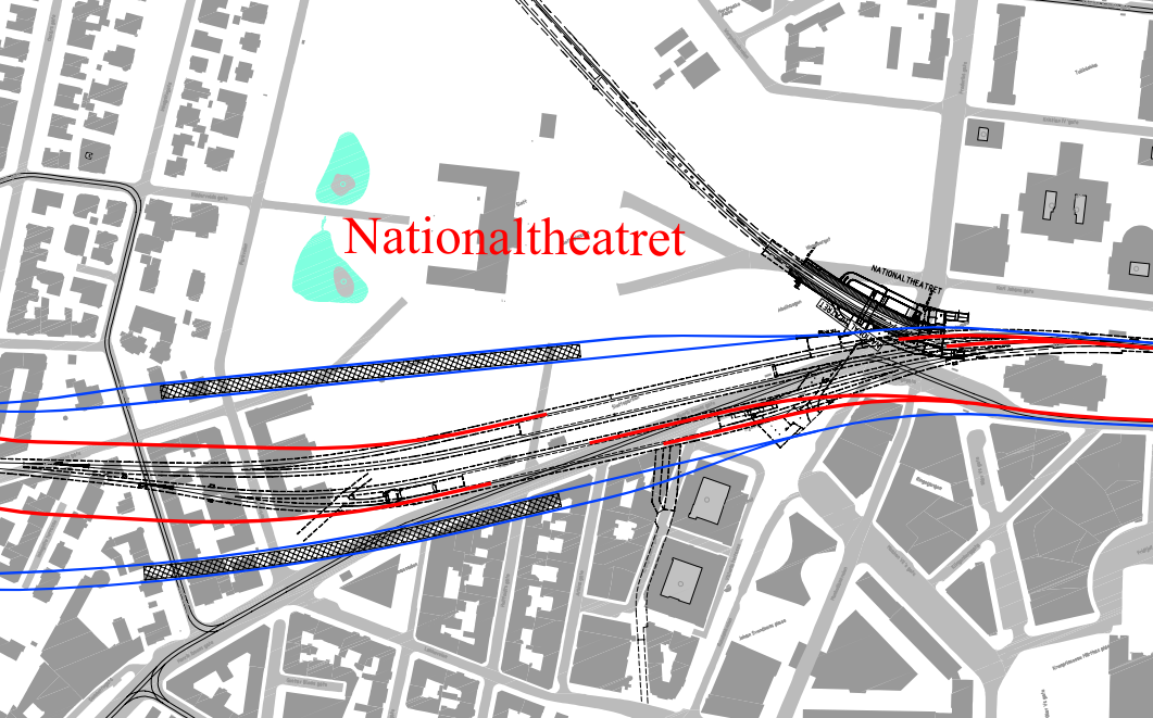 Side 35 Figur 40: Oversiktstegning for Nationaltheatret stasjon med 8 spor til plattform Teknisk beskrivelse 8 spor på Nationaltheatret For alternativet med 8 spor til plattform på Nationaltheatret