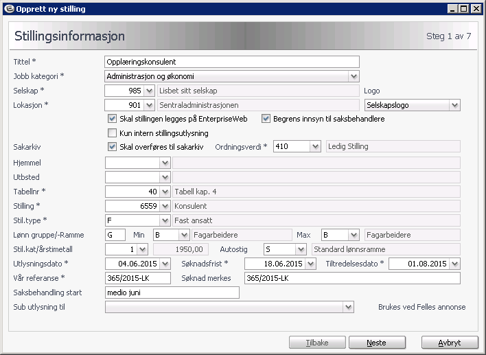 Element i url Forklaring <job-id> Her legger dere inn job-id, som er den unike referansen til en rekrutteringssak.