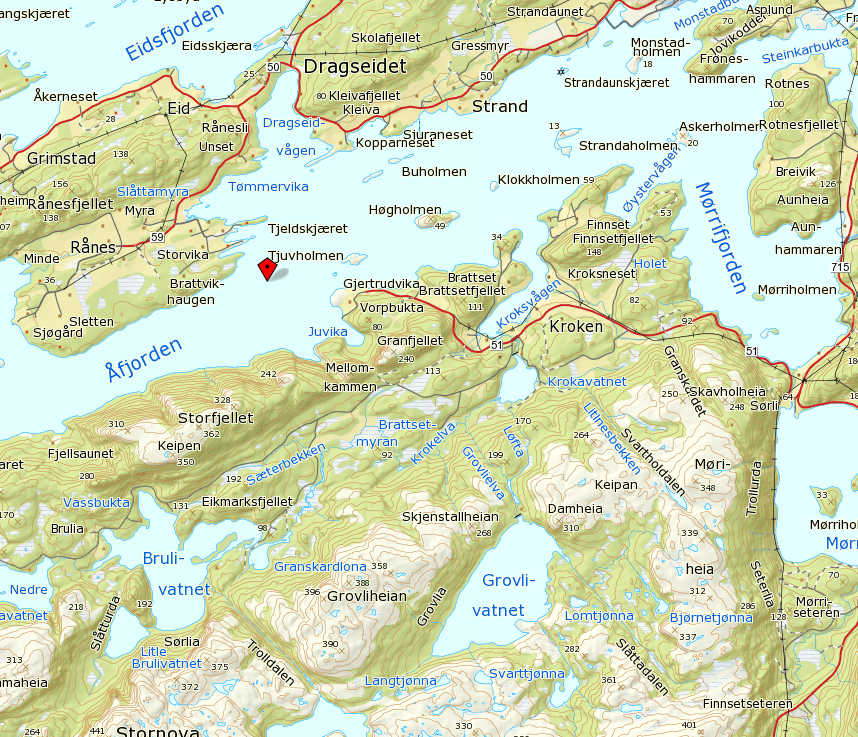 Plassering av ene a) Frohavet, b) Åfjord,