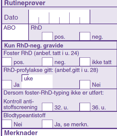 Nytt helsekort for gravide Veileder: Prøver på indikasjon Det er indikasjoner for å ta enkelte prøver, hver enkelt vurderes ut fra indikasjoner for hver prøve.