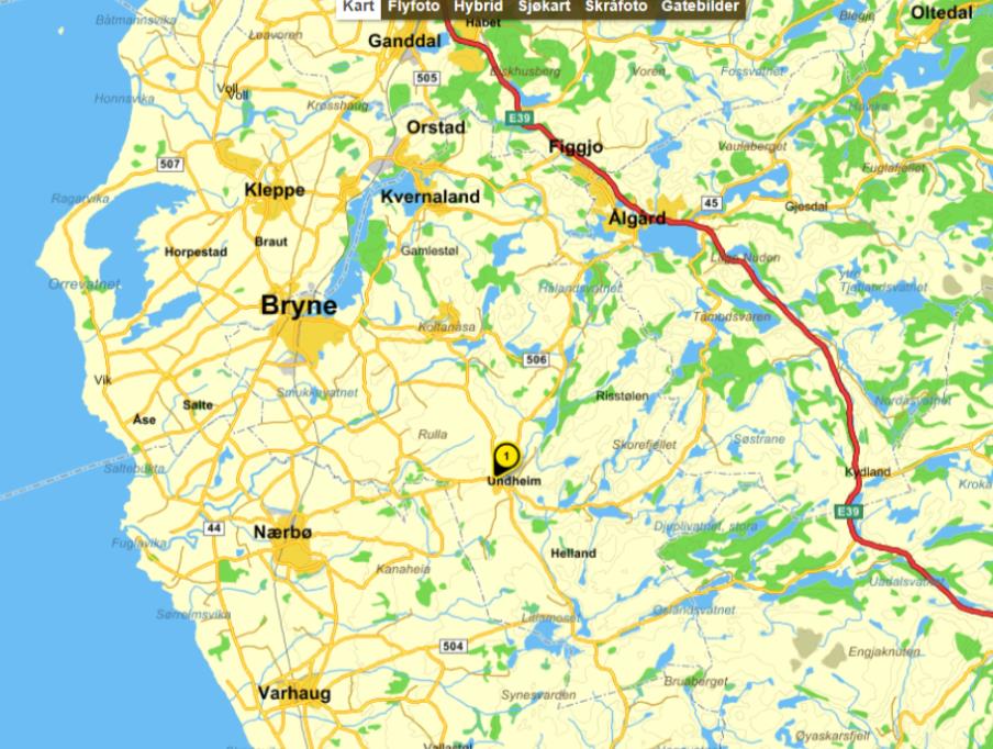 Planbeskrivelse Plan 0447 Side 4 3 Beskrivelse av planområdet Planområdet ligger på Undheim i. Gang- og sykkelveg er planlagt på en strekning på ca. 2 kilometer langs Sælandsveien, fv 205 og ca.