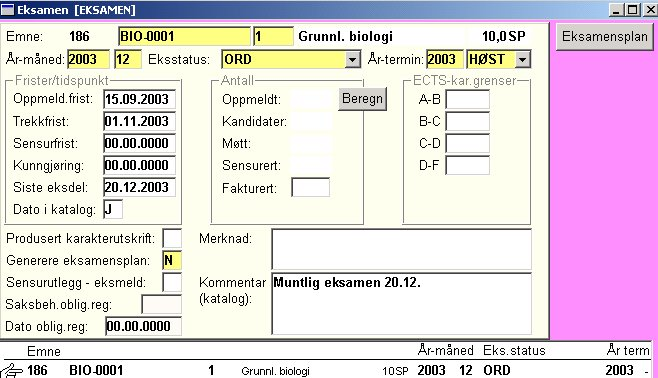 %6WXGHQWOLVWHU Rapporten 474.001 gir oversikt over hva studentene har meldt seg på.