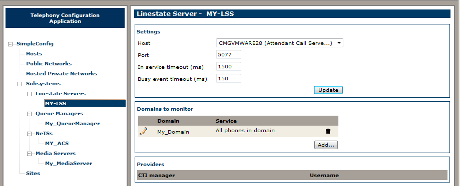 ACS Linestate server konfigurer på