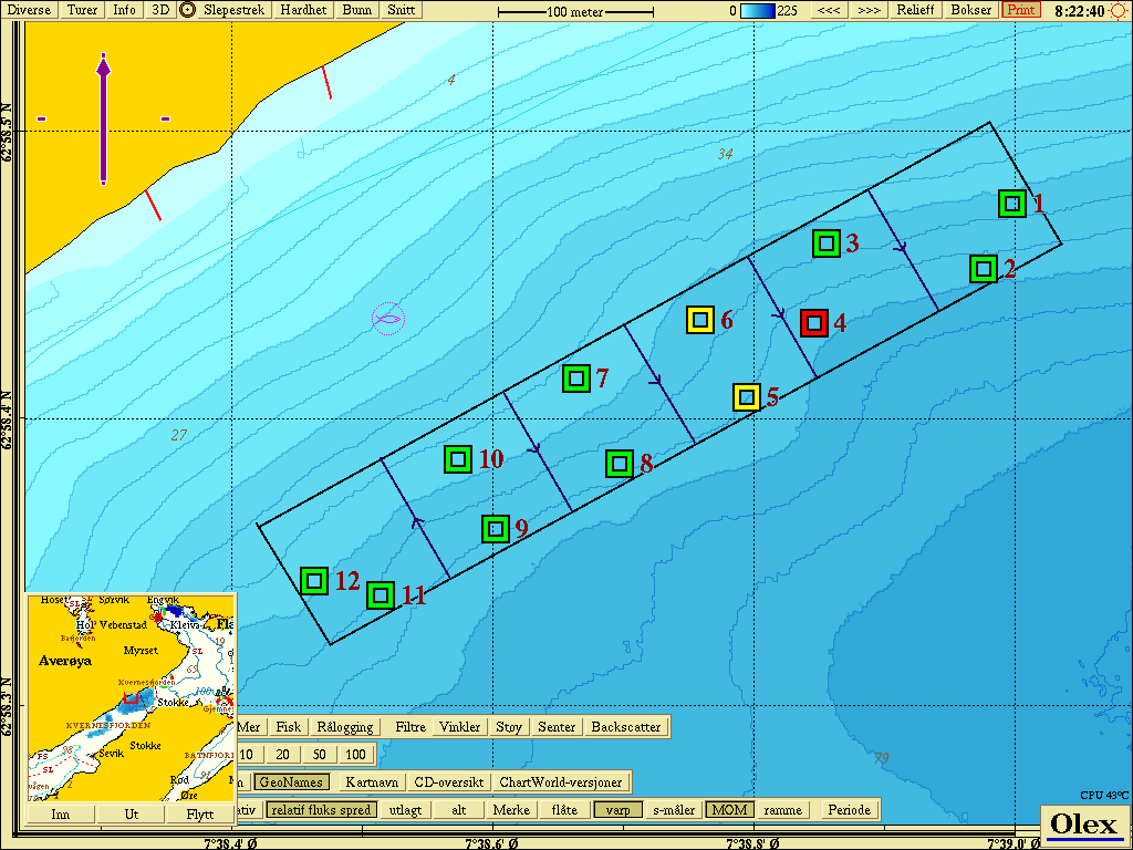 Vedlegg 1. Prøvetakningssted (Rokset) Kart nr 1: Topografisk kart med avmerking av anlegget og prøvestasjonene.