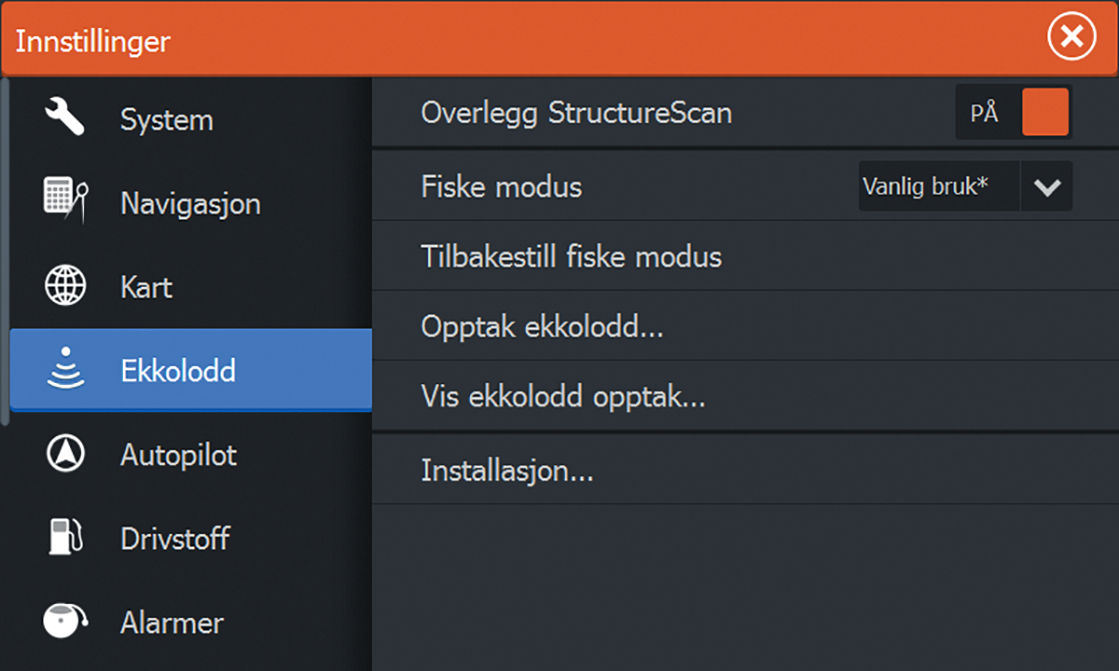 Forhåndsvisning Du kan vise all tilgjengelig ekkoloddhistorikk øverst på skjermen. Forhåndsvisningsraden er et øyeblikksbilde av tilgjengelig ekkoloddhistorikk.