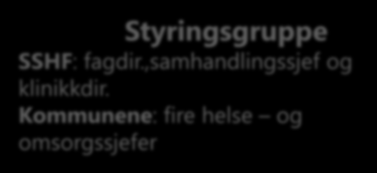 Organisering SAMARBEID PÅ TVERS I ØSTRE AGDER Styringsgruppe SSHF: fagdir.,samhandlingssjef og klinikkdir.