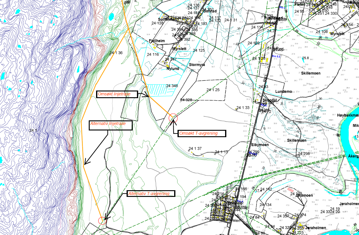 Vurdering av justert trasè inn mot Skoddevarre fjellet Alta kommune har i høringsuttalelse foreslått justering av traseen mot tilknytningspunktet for regionalnettet (T-avgreningen).