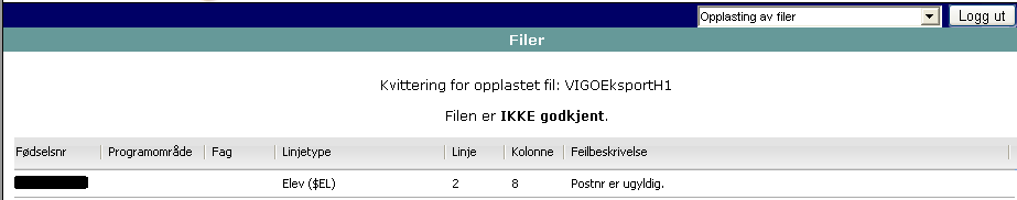 Feilmeldinger Feil versjon For mange semikolon (for eksempel 2 mobilnumre skilt med semikolon) Elevlinjen feiler og da vil også elevkurset feile. Rettes elevlinjen vil også elevkurset gå gjennom.