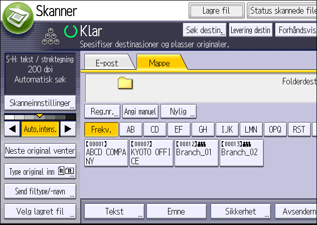 5. Scan 4. Hvis nødvendig, angi skannerinnstillingene i henhold til originalen. Example: Skanne dokumentet i fargemodus og lagre som PDF-fil.