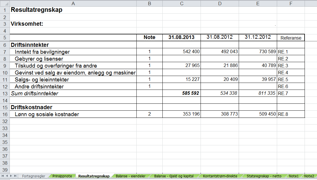 Om levering av og kontroll oppgjørspakken Format Oppgjørspakken leveres som en Excel-fil.