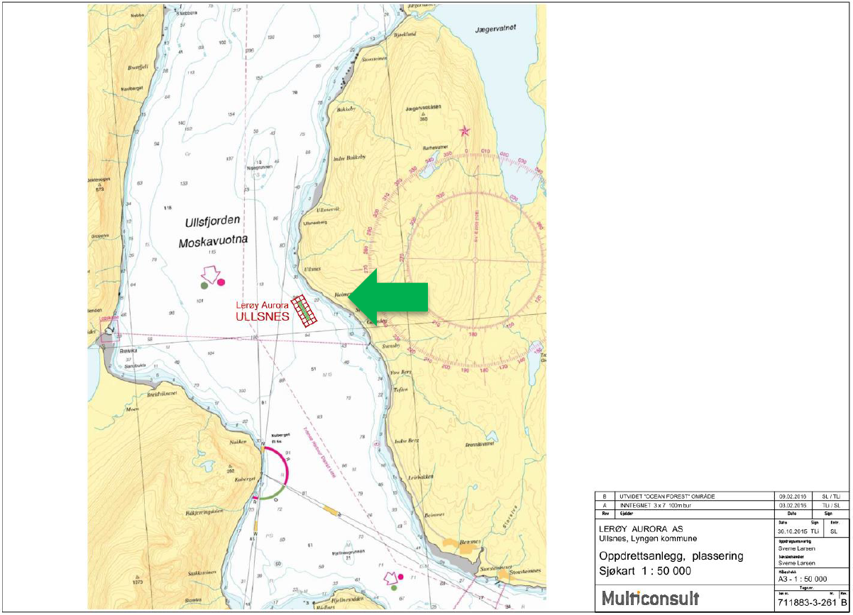 Side 2 av 2 størrelse, forhold til kystsoneplan mm. vil fortsatt være i henhold til Lerøy Auroras søknad om dispensasjon fra 10.02.2016 (figur 1 og 2).