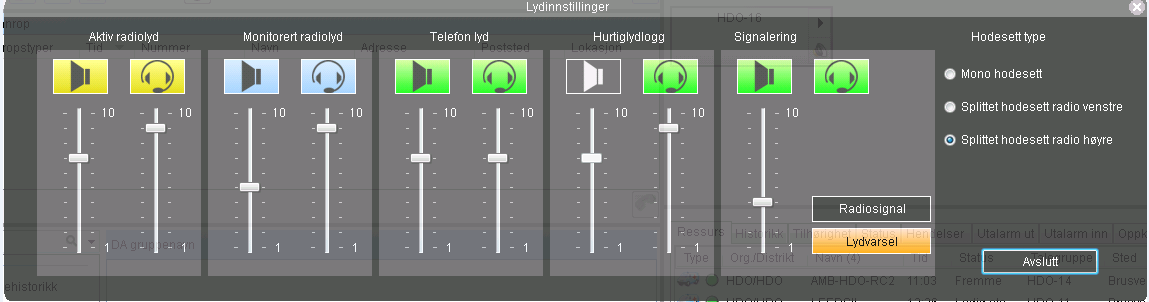 Lydinnstillinger ICCS Telefoni Åpne meny «lydlogg/lyd» og velg innstillinger Eller trykk på ikon til høyre på statuslinjen Juster lyd på høyttaler og hodetelefon Ved å