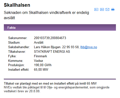 Lokal energiutredning Vadsø kommune 2013 17 Utklipp fra www.nve.no Varangerhalvøya nasjonalpark med tilliggende verneområder ble opprettet i 2006.