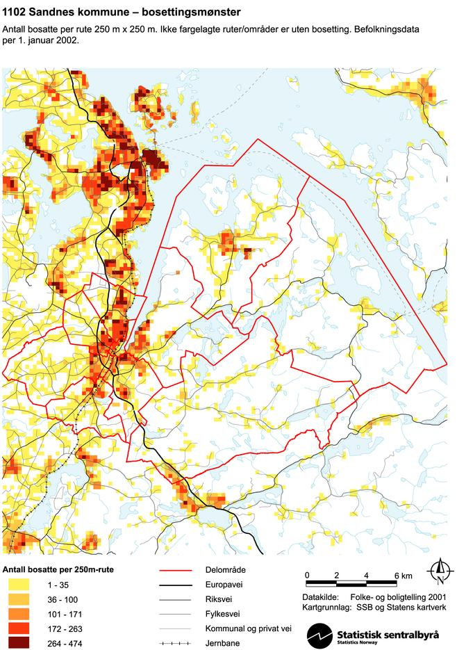 2.2 Folketallsutvikling Per 1. januar 2009 hadde Sandnes kommune 63.431 innbyggere. Folketallet har siden 2005 i gjennomsnitt økt med 2,4 % årlig.