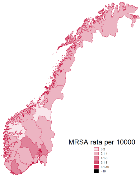 anledningen til å minne om at FHI ikke anbefaler generell screening av asylsøkere for MRSA. Det er ikke observert en tilsvarende økning i meldte antall tilfeller av MRSA infeksjon. Figur 4.