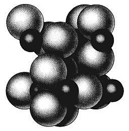 flatesentrert struktur. I mellom-rommene er det plass til atomer med diameter på hhv. 0,72Å og 1,04Å.