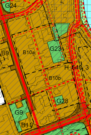 99 Figur 88: Utsnitt plankart Gjennom bestemmelsene til B10 a og b åpnes det for fortetting som inkluderer nye høyhus i samme høyde som eksisterende høyhus i Kannik.
