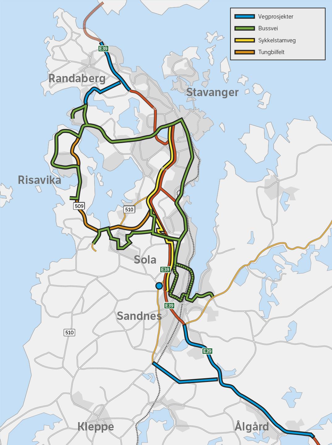 Prosjekt i Bypakke Nord-Jæren «De fire store» Europas lengste bussvei, 40 km 4-felt sammenhengende mellom Ålgård og