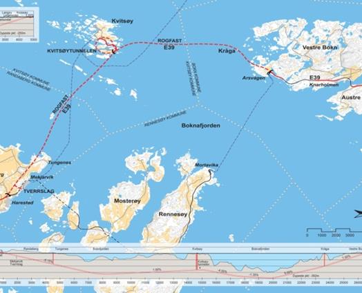 Status prosjekter i Rogaland E39 Rogfast: Randaberg - Bokn Erstatter dagens ferje over Boknafjorden Verdens lengste vegtunnel (ca.