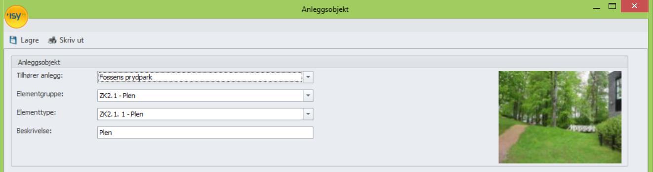 5. Anleggsobjekter får tilknyttet bilde Skjermbildet for Anleggsobjekt har fått mulighet for å vise et bilde som tilhører