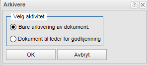 riktig lagring i word så vil det genereres en oppgave som legger seg øverst i din oppgaveliste, i listen Ikke arkivert dokumenter. Derfra skal du arkivere slike dokumenter inn i ESA.