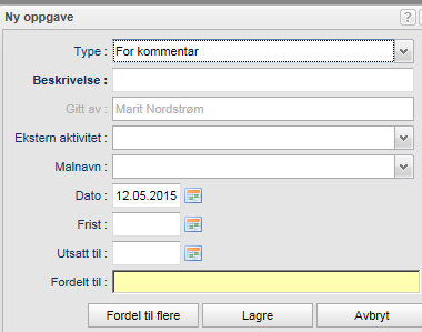 Fyll inn tekst i feltet Beskrivelse. Fyll inn evt.