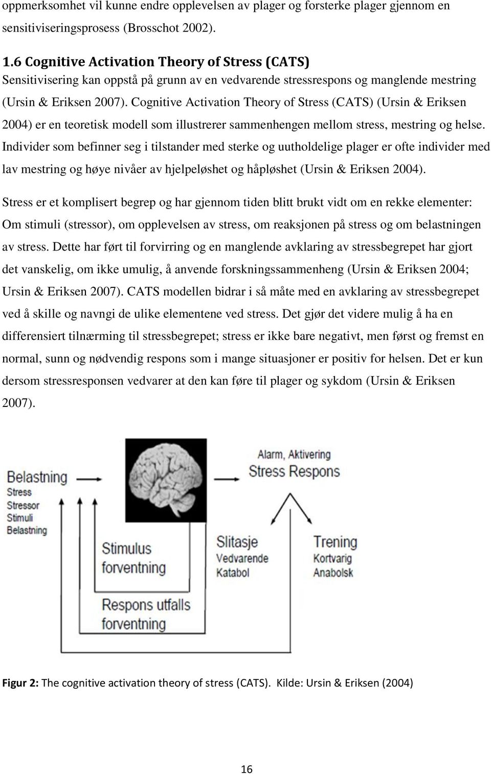 Cognitive Activation Theory of Stress (CATS) (Ursin & Eriksen 2004) er en teoretisk modell som illustrerer sammenhengen mellom stress, mestring og helse.