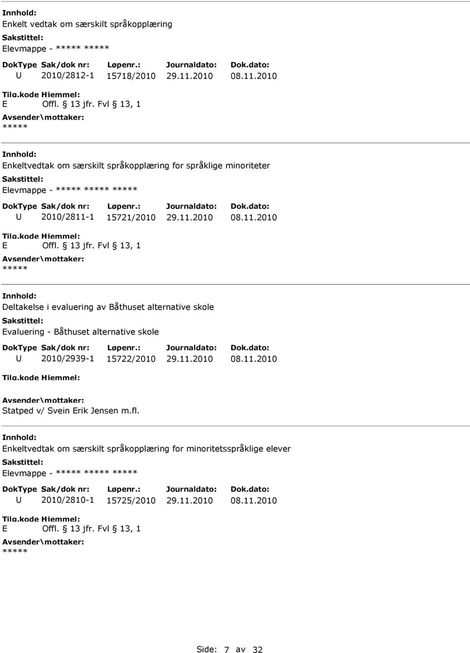 Båthuset alternative skole valuering - Båthuset alternative skole 2010/2939-1 15722/2010 Statped v/ Svein rik