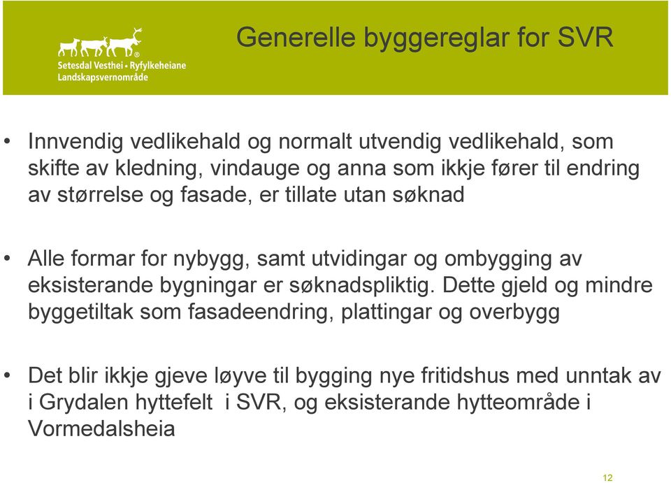 eksisterande bygningar er søknadspliktig.