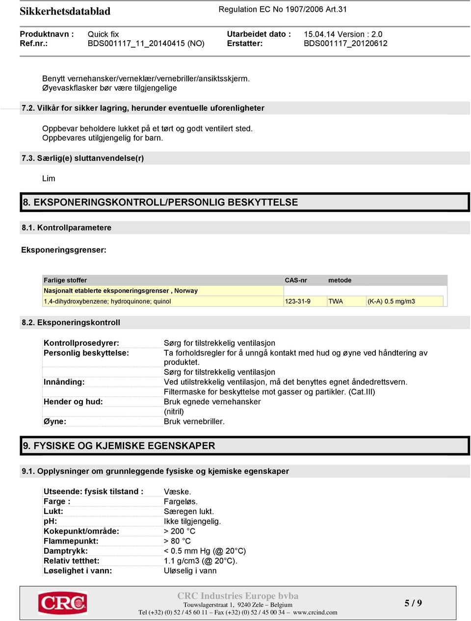 EKSPONERINGSKONTROLL/PERSONLIG BESKYTTELSE 8.1.