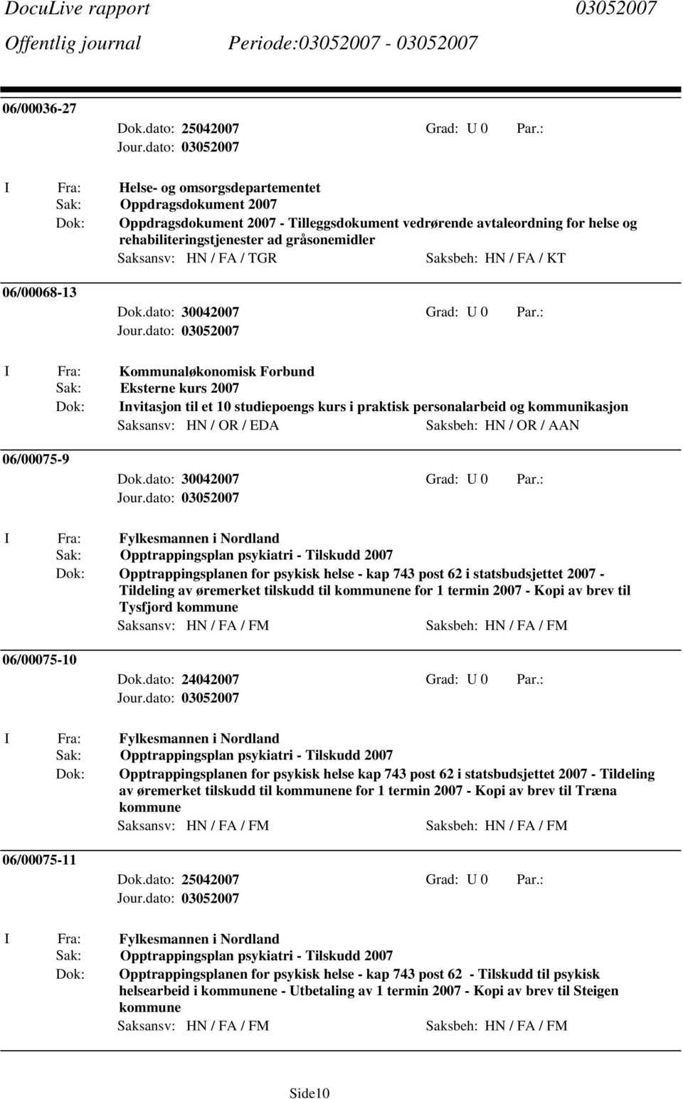 I Fra: Kommunaløkonomisk Forbund Sak: Eksterne kurs 2007 Invitasjon til et 10 studiepoengs kurs i praktisk personalarbeid og kommunikasjon Saksansv: HN / OR / EDA Saksbeh: HN / OR / AAN 06/00075-9 I