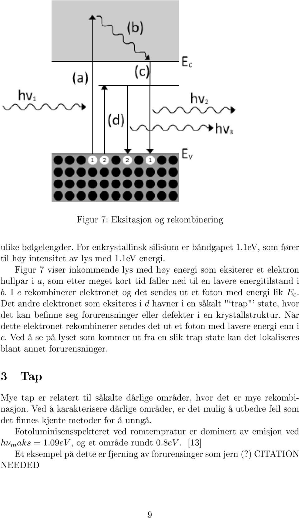 I c rekombinerer elektronet og det sendes ut et foton med energi lik E c.