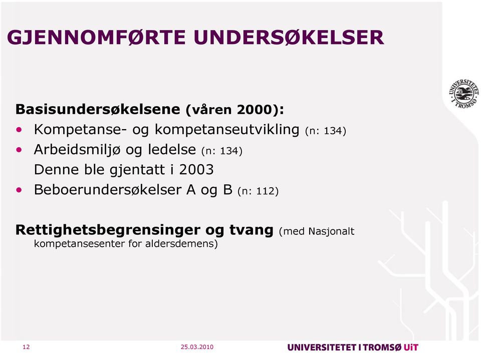 (n: 134) Denne ble gjentatt i 2003 Beboerundersøkelser A og B (n: 112)