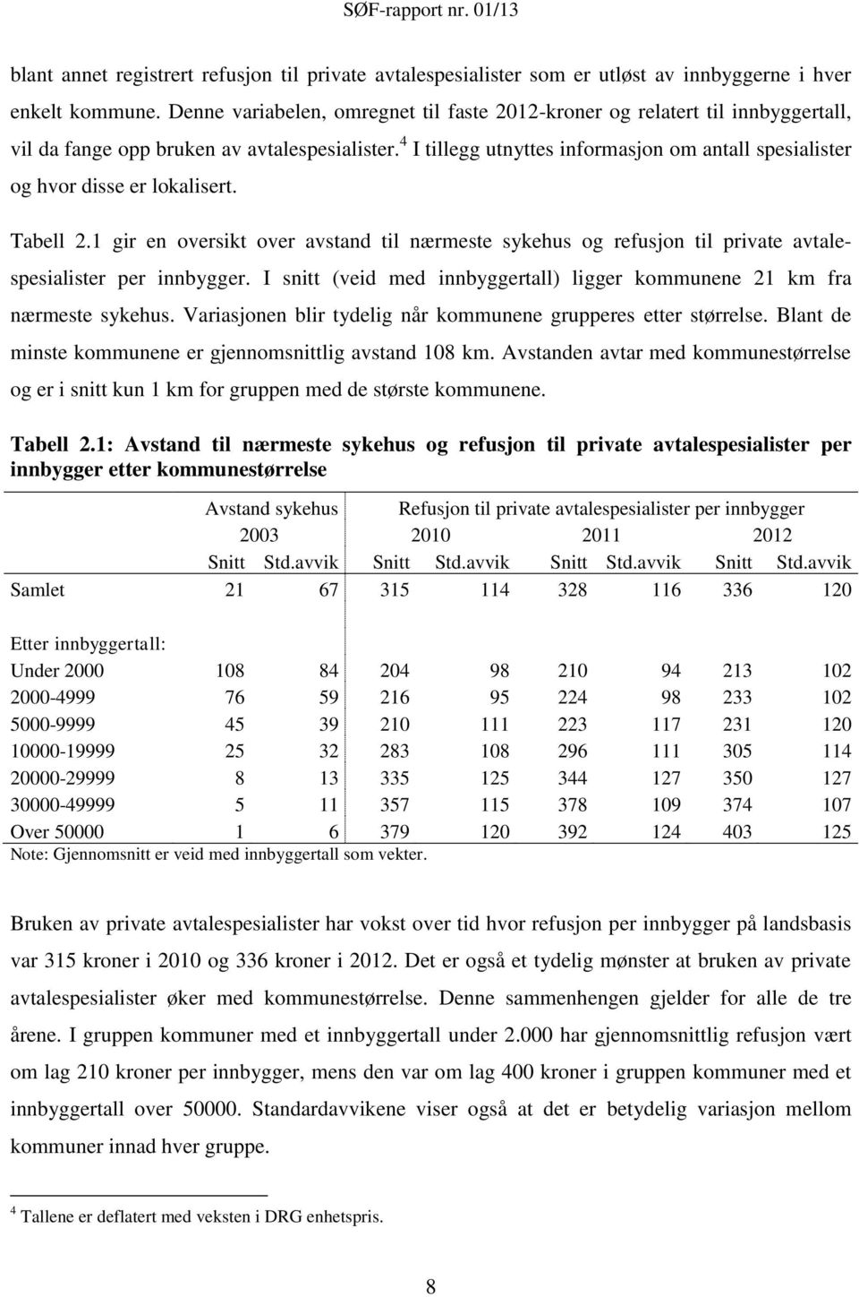 4 I tillegg utnyttes informasjon om antall spesialister og hvor disse er lokalisert. Tabell 2.