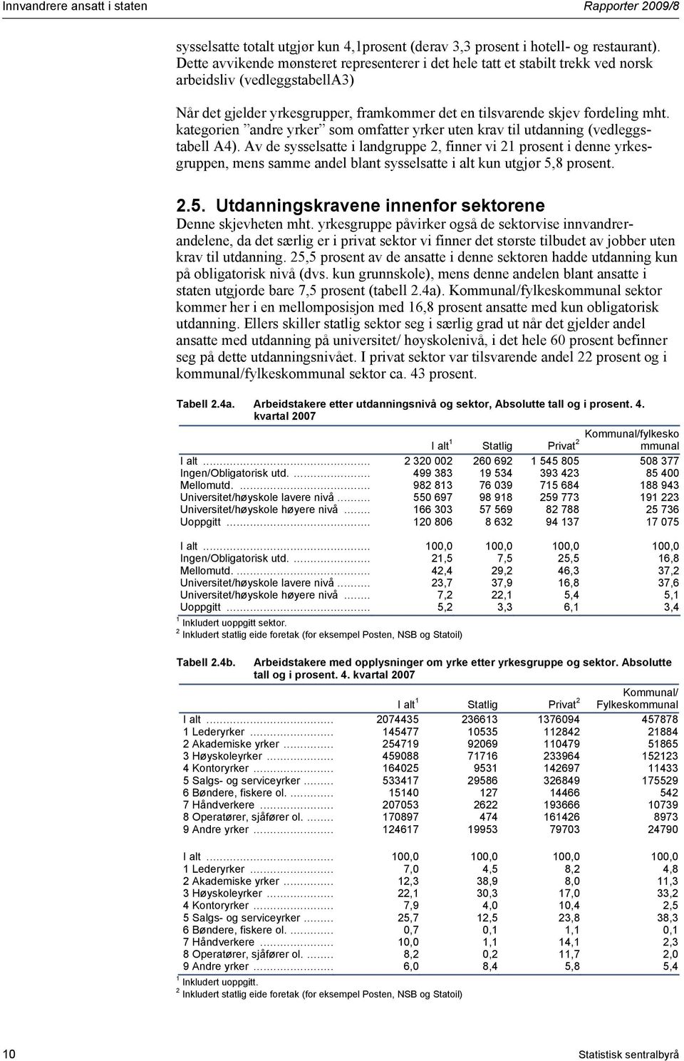 kategorien andre yrker som omfatter yrker uten krav til utdanning (vedleggstabell A4).