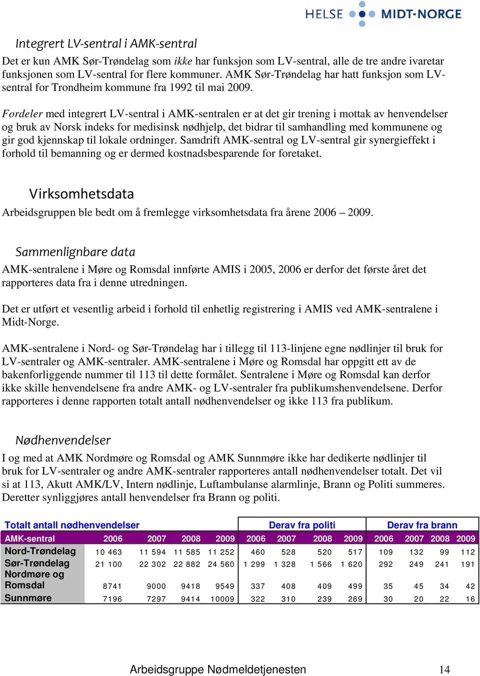 Fordeler med integrert LV-sentral i AMK-sentralen er at det gir trening i mottak av henvendelser og bruk av Norsk indeks for medisinsk nødhjelp, det bidrar til samhandling med kommunene og gir god