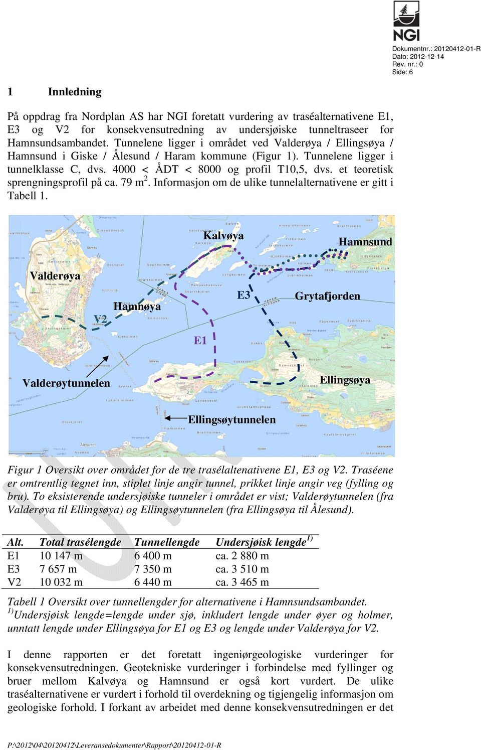 Hamnsundsambandet. Tunnelene ligger i området ved Valderøya / Ellingsøya / Hamnsund i Giske / Ålesund / Haram kommune (Figur 1). Tunnelene ligger i tunnelklasse C, dvs.